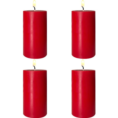 4 Pack Red Pillar Candles, 2x4 Inch, Long-Lasting, Dripless and Smokeless Unscented Candles, Ideal for Home Décor, Parties Weddings and Relaxation