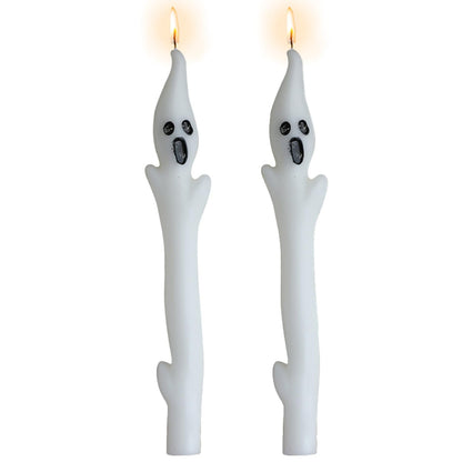 Ghoest Tapered Candle White Candlesticks,Halloween Taper Candles Unscented Church Candles Long Candle Sticks for Harry Potty Party Wedding Home Decor