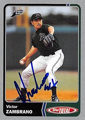 Sports Memorabilia Autograph Warehouse 247715 Victor Zambrano Autographed Baseball Card - Tampa Rays 2003 Topps Total Silver - No. 485