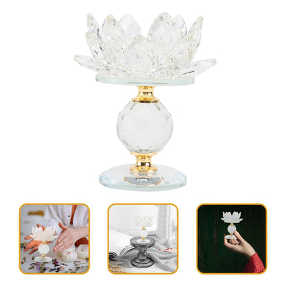 Lotus Crystal Candleholder Elegant Decorative Candlestick for Dining Table Home and Special Occasions Unique Flower-Shaped Design for Romantic Atmosphere for Weddings and Parties