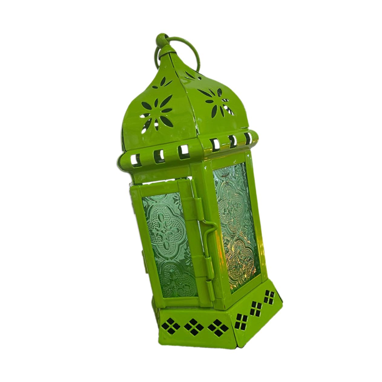 HINTRMENT European Style Moroccan Iron Art Candle Holder in Green, Unique Household Decoration for Party and Birthday, Sturdy Iron Material Candlestick Holder for Garden and Wedding