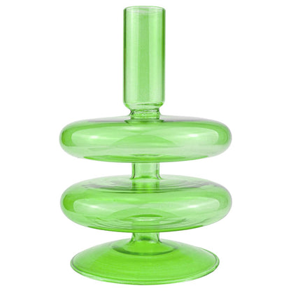 LNQ LUNIQI Clear Taper Candle Holders Glass Candle Stick Holder Modern Candle Holders for Tapered Candlesticks Wedding Reception Centerpieces Christmas（Dark Green）
