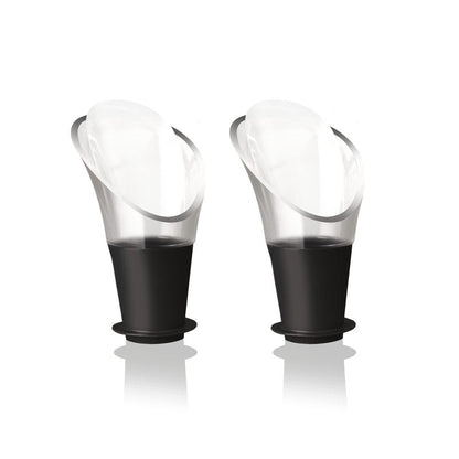 Vacu Vin Crystal Wine Server Set of 2 - Black, 5.5 x 7 x 1 inches