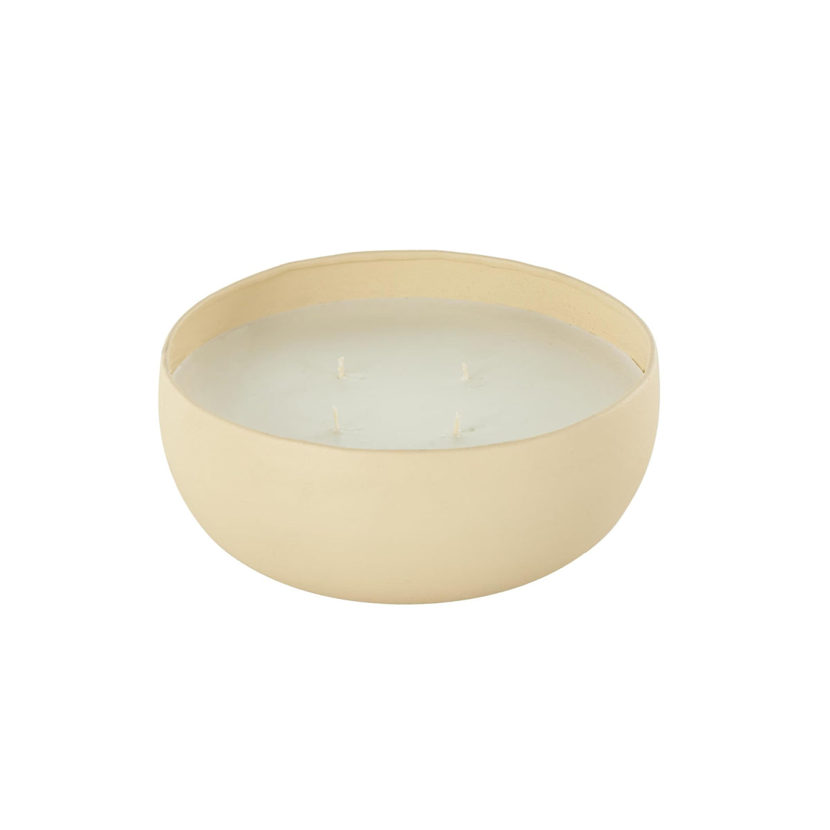 Deco 79 Metal Decorative Candle Rose Blossom & Sandalwood Scented Textured 34oz 4 Wick Aromatherapy Candle with White Wax, Wax Aromatherapy Candle 7" x 7" x 3", Beige