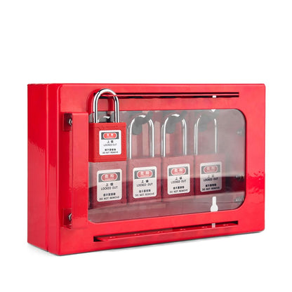 Lockout Tagout Group Lock Box, Wall Mounted Loto Lock Box, Red Padlock Box Group Station with 12 Locking Holes,Visual Acrylic Window Safety Lock Case