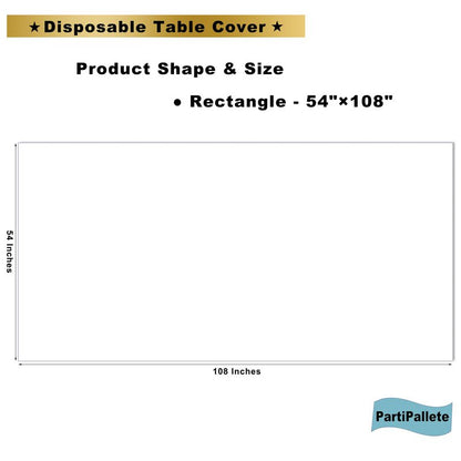 PartiPallete 3-Pack Premium Plastic White Tablecloth Disposable 54" x 108" Rectangle Table Cover Party PEVA Table Cloths for Parties Birthday Wedding Engagement Banquet Fits up to 8 ft Long Tables