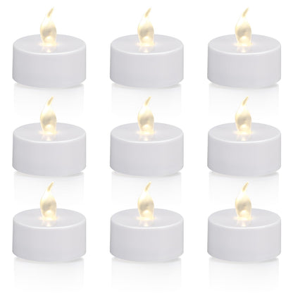 KOABY 24 Pack Tea Lights with Timer, Auto-On 6 Hours and Off 18 Hours in 24 Hours Cycle Automatically, Battery Operated Flameless Flickering Tea Lights with Timer(24 Pack, Warm White)
