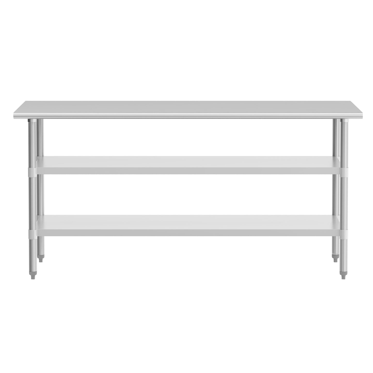Flash Furniture Stainless Steel 18 Gauge Work Table with 2 Undershelves - 72" W x 30" D x 34.5" H, NSF