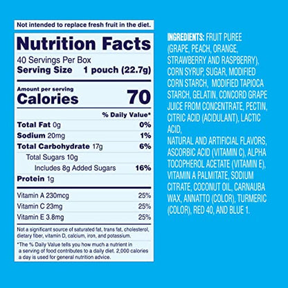 Welch's Fruit Snacks, Mixed Fruit Snack Box, Gluten Free, 0.8oz Snack Packs (Pack of 40)