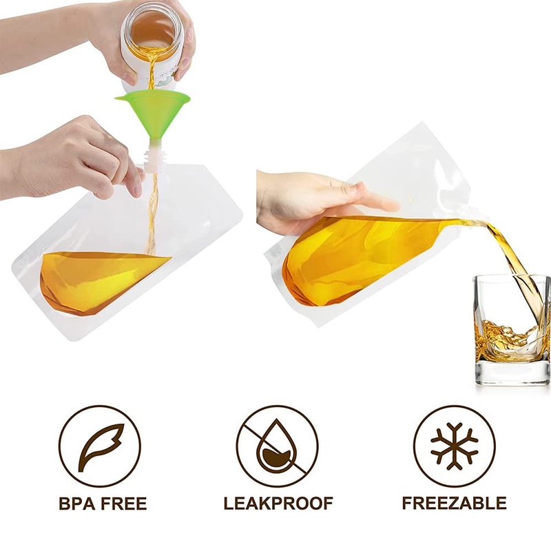 20 PCS Juice Travel Plastic Bags Portable Collapsible Beverage Bag | Leakproof Foldable Water Carrier for Outdoor Hiking, Camping & Seed Storage | Food-Grade BPA-Free Liquid Container
