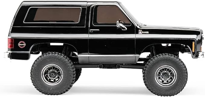 FCX24 FMS 1/24 K5 Chevy Blazer RC Crawler Officially Licensed Mini RC Car Pick Up Truck &amp SUV 2 in 1 4WD 8km/h 2 Speeds Switch Off-Road RC Model with LED Lights for Adults (Black)