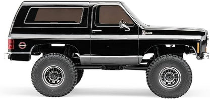 FCX24 FMS 1/24 K5 Chevy Blazer RC Crawler Officially Licensed Mini RC Car Pick Up Truck &amp SUV 2 in 1 4WD 8km/h 2 Speeds Switch Off-Road RC Model with LED Lights for Adults (Black)