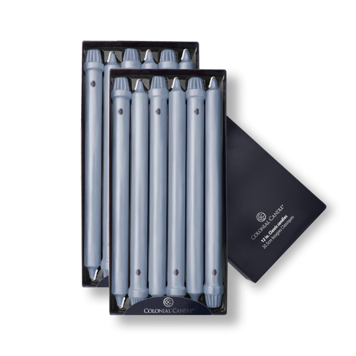 Colonial Candle Unscented Taper Candle, Classic Collection, Wedgewood, 12 in, Pack of 12 - Up to 10 Hours Burn