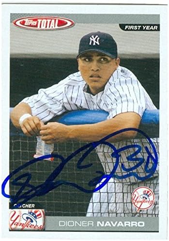 Sports Memorabilia Autograph Warehouse 248146 Dioner Navarro Autographed Baseball Card - New York Yankees 2004 Topps Total - No. 783