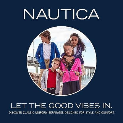Nautica boys Fleece Zip-up Hoodie Hooded Sweatshirt, Open Red, 18-20 US