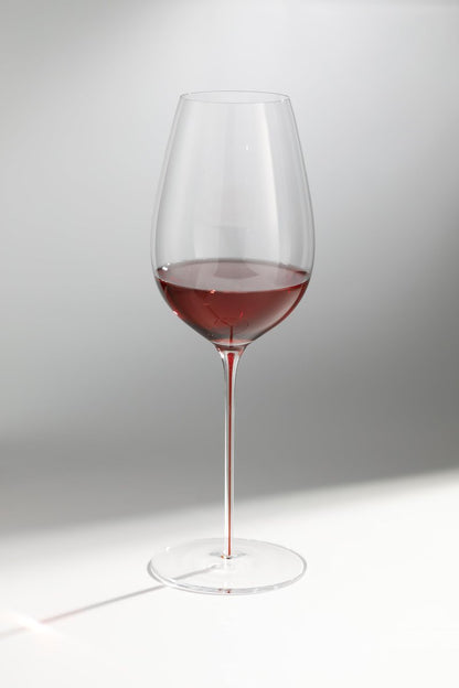BinkMark Red Wine Glasses Set of 4 | 22oz Hand-Blown Crystal | Red Stem | Ultra-Thin Rim | For Wine Lovers, Date Nights, Anniversary Dinners | Lead-Free Certified | Gift Box
