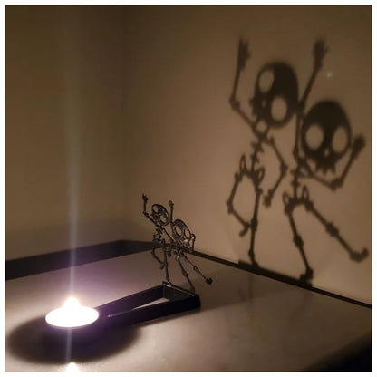 vrsquer Halloween Funny Shadow Stand Candle Holder Table Décor Candle Jars with Witch Skeleton Bat Monster Wolf Cat Pumpkin Table Centerpieces 1pc (color1)