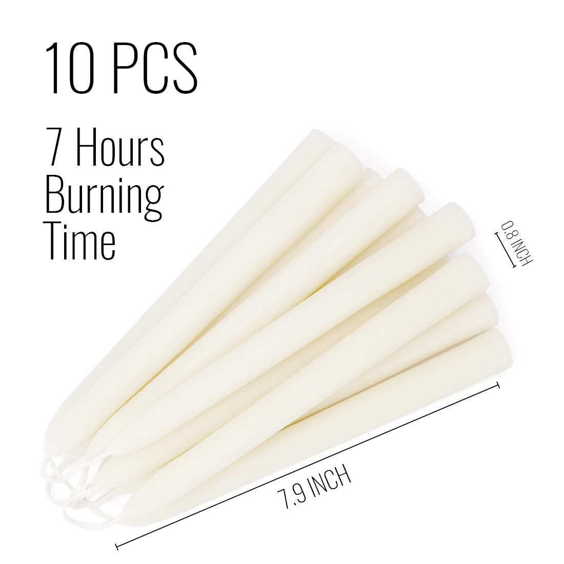 JONERAY Ivory Beeswax Taper Candles, Unscented and Smokeless Taper Candles, 8-inch Pure Natural Bees Wax for Holiday, Birthday (Pack of 24)