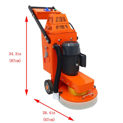 INTSUPERMAI Concrete Floor Polisher Hand-push Concrete Grinding Machine Cement Ground Grinder Floor Grinder Ground Polishing Machine for Restore New and Old Ground Vacuum Dust with Built-in Fan 220V