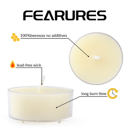 36 Count Pure Beeswax tealight Candles Bulk -Small Beeswax Candle Natural Scent Organic Smokeless Candle - Off White