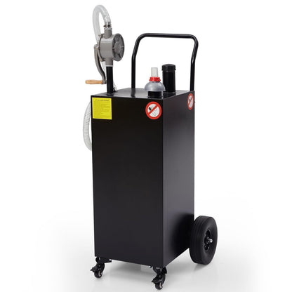 40 Gallon Fuel Caddy with Manual Hand Pump, Heavy Duty Portable Gas & Diesel Transfer Tank on 4 All-Terrain Wheels, Spill-Proof Container with Locking Brakes for Tractor, Truck, Boat, ATV, Lawn Mower