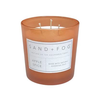 Sand + Fog Scented Candles - Apple Spice - Additional Scents and Sizes - 3 Wicks 100% Cotton Lead-Free - Luxury Air Freshening Jar Candles - Perfect Home Decor - 21 oz