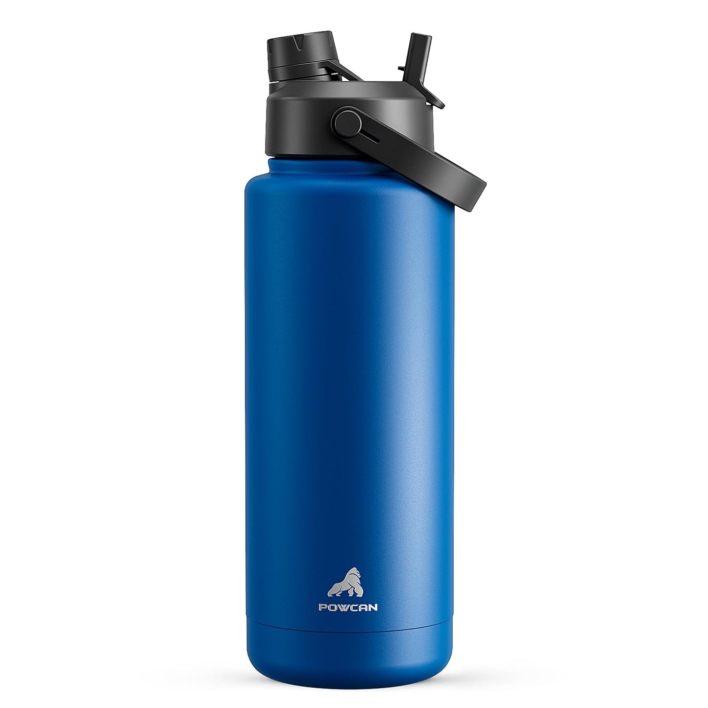 POWCAN 40 oz Insulated Water Bottle with 2-in-1 Straw and Spout Lid, Keep Cold 24H, Leak-Proof, BPA-Free, Double Wall Stainless Steel Water Bottle for Sports, Gym, Travel, and School (Pacific Ocean)