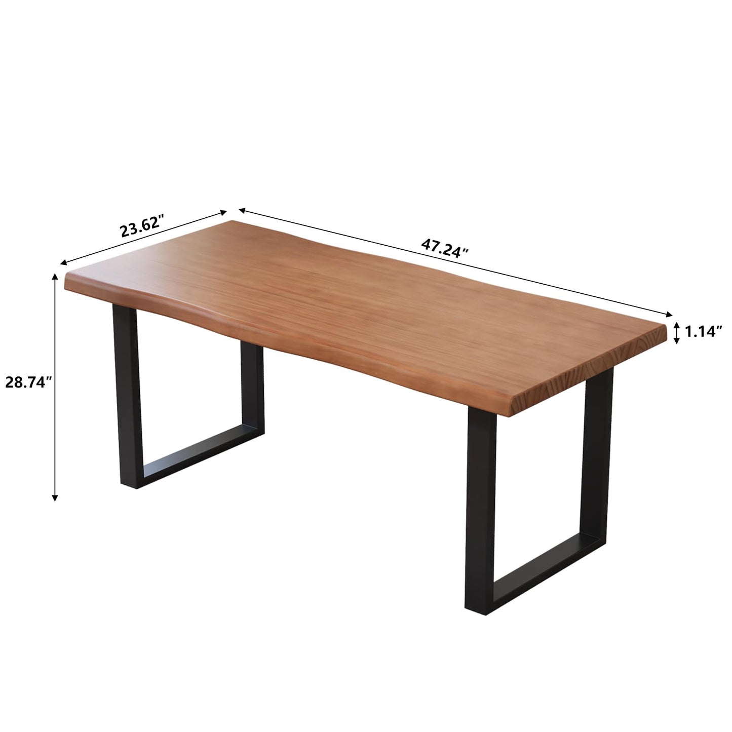 KunAndPeng Solid Wood Office Desk, 47.24" Tan Executive Computer Desk with Heavy-Duty Metal Base, Multi-Purpose Desk/Dining Table, Ideal for Home Office & Work Environments