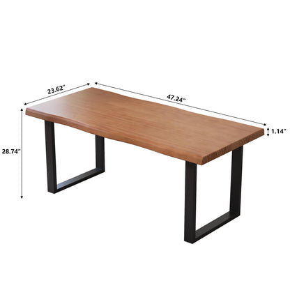 KunAndPeng Solid Wood Office Desk, 47.24" Tan Executive Computer Desk with Heavy-Duty Metal Base, Multi-Purpose Desk/Dining Table, Ideal for Home Office & Work Environments