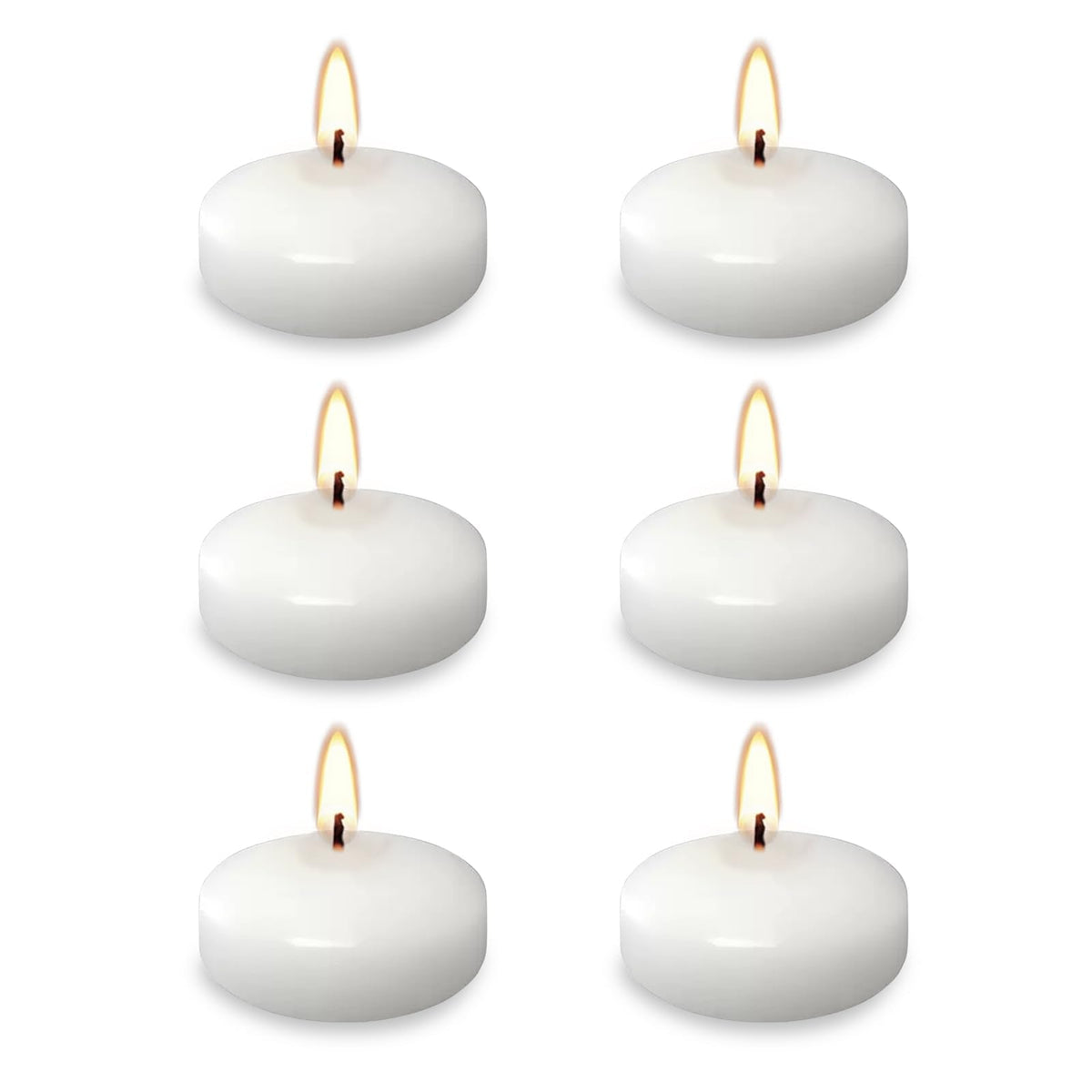 White Floating Candles 2 inch, 6 Pack Floating Candles 5-6 Hours Long Burning, Unscented Floating Candles for Centerpieces for Wedding, Proposal Decorations, Romantic Night Set (6 pack, white, 2 inch)