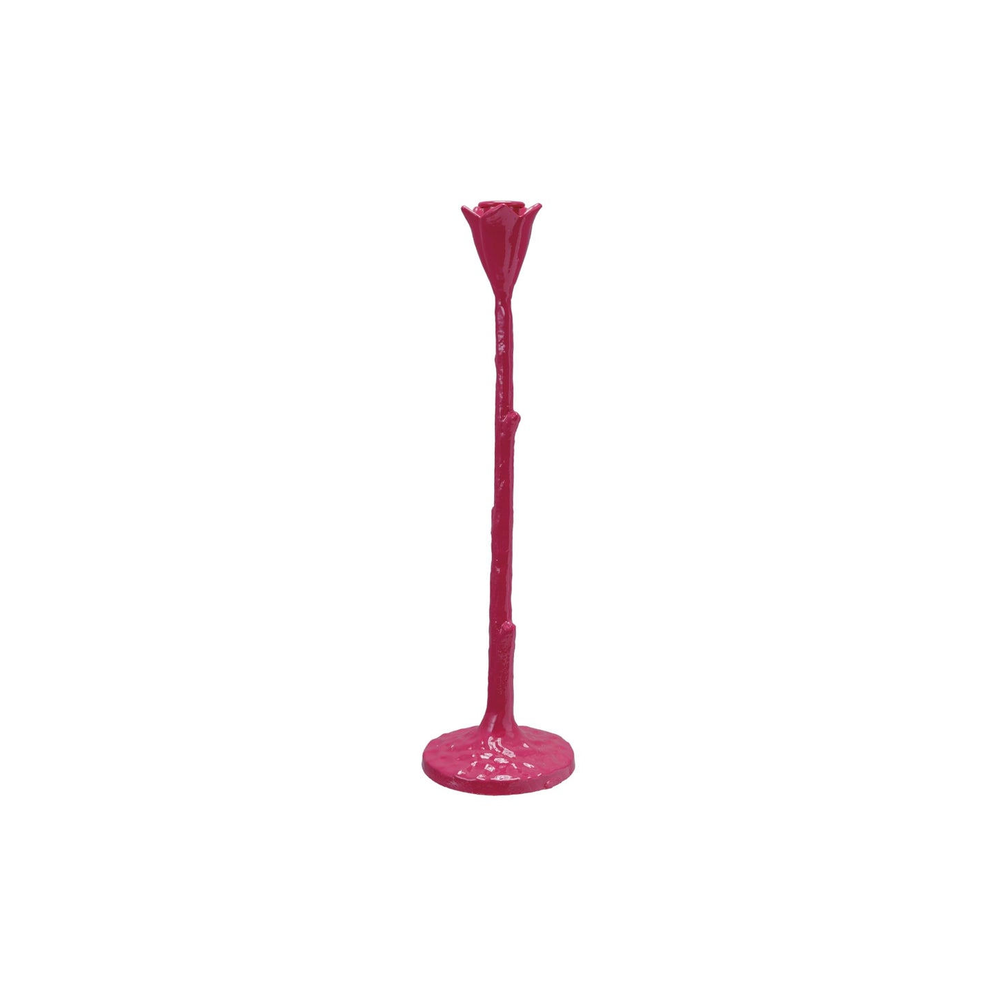 Creative Co-Op Tall Cast Metal Flower Shaped Taper Holder, Pink