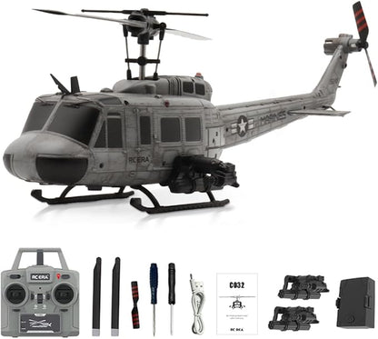 RC ERA C032 RC Helicopter 1/48 Scale 2.4G 6CH UH-1 Huey Flybarless RC Helicopter 6-Axis Gyroscope Stabilization with Altitude Hold &amp 3D Inverted Flight for Adults Enthusiasts(1 Battery)