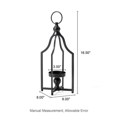 Glitzhome 16.5" H Modern Farmhouse Black Metal Lantern Decorative Hanging Candle Lanterns (Small)