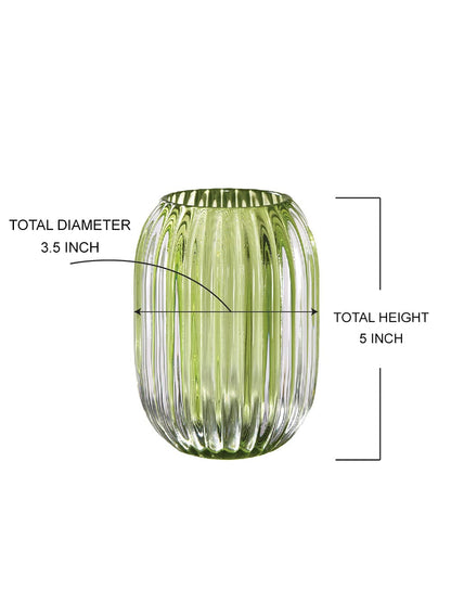 Serene Spaces Living Green Optical Glass Votive Holder, Perfect for Weddings and Home Décor, Measures 5" Tall and 3.5" Diameter
