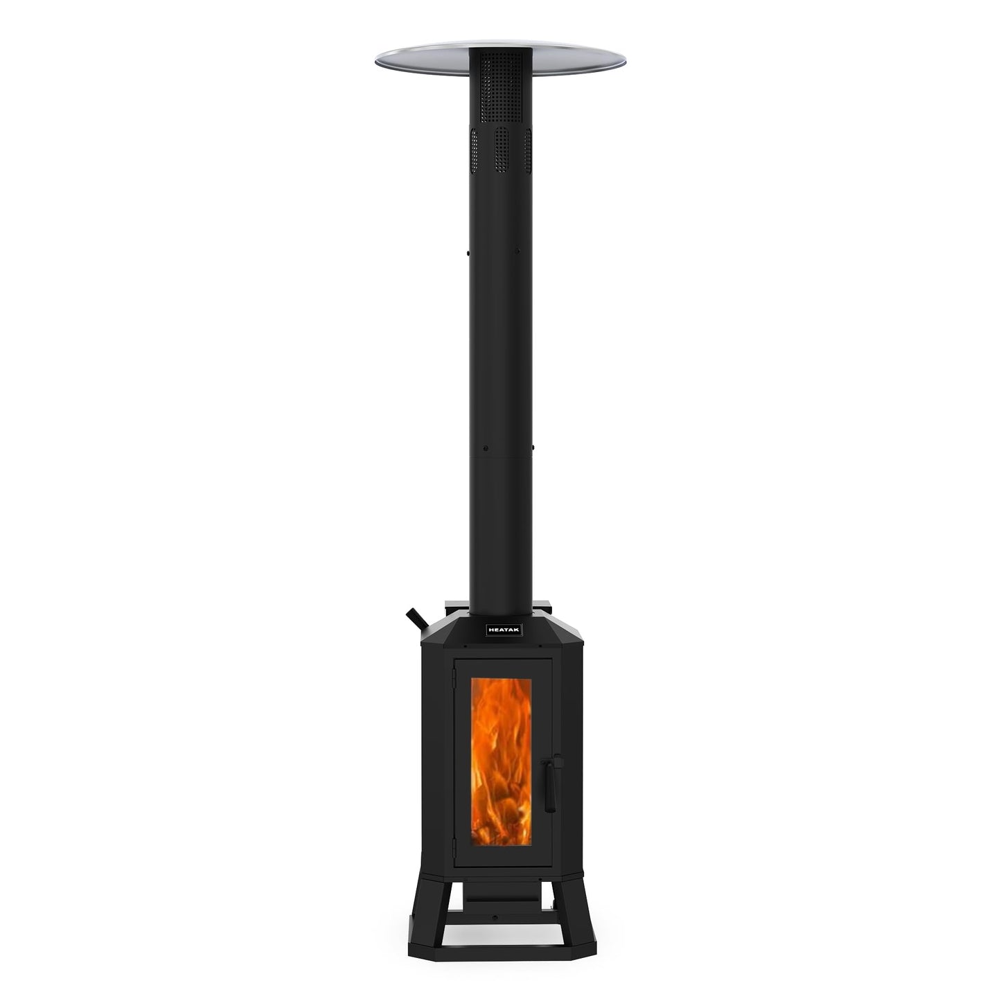 70,000 BTU Wood Pellet Outdoor Patio Heater with Glass Viewing Window – Pellet Heaters for Outdoor Use, Home, Gardens & Commercial - Portable with Wheels – Black