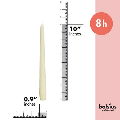 BOLSIUS Unscented 10-Inch Ivory Dinner Candles, 4-Pack - 8 Hour European Quality, Smokeless