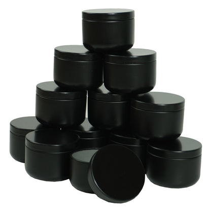 12Pack 3 oz Candle Tins with Lids,Round Metal Candle Jars for Candle Making,Bulk Empty Tins Containers for DIY Crafts Christmas Gifts Small Business Supplies–Airtight Storage Jars (Black)