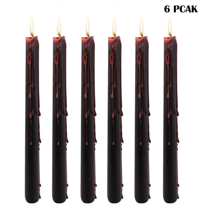 Topsics 6 PCAK Bleeding Taper Candles, 10 inch Tears Candle, Bleeding Candlesticks for Halloween, Horror Themed Candles
