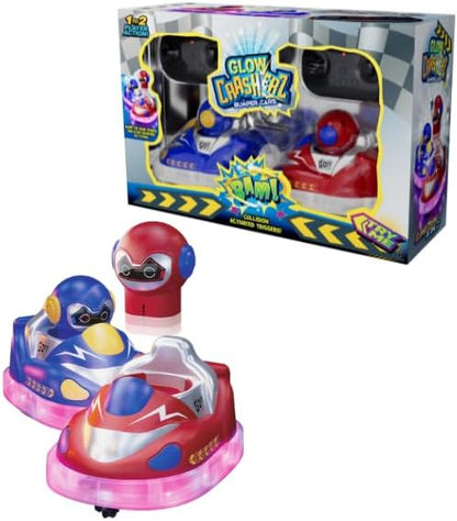 Odyssey Toys Glow Crasherz Remote Control Bumper Cars LED Light Up Racing Set 2 Player Game with Ejection Feature