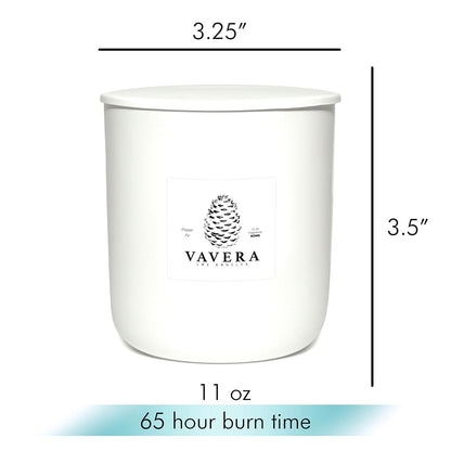 VAVERA Fraser Fir Candle Natural Wooden Wick (11oz Matte White Jar). Vegan Soy Christmas Candle. Pine Candles, Great for The Holidays. Non Toxic Candles for Women or Men. Hand-Crafted in USA.