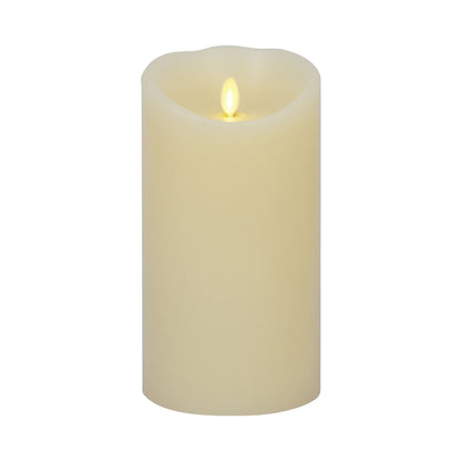 Luminara Scalloped Edge Flameless LED Candle - Ivory 4" x 7" - Real Wax Pillar Battery Operated Moving Flame w/Timer Unscented 1000Hr Runtime
