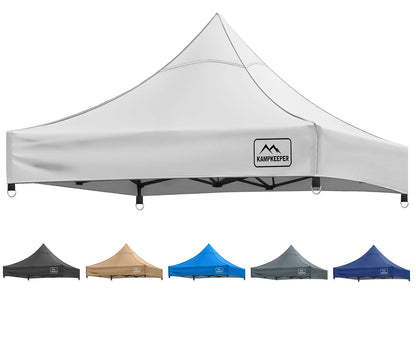 KAMPKEEPER Canopy Replacement Top Cover Roof for 10x10 Peak Pole Straight Leg Canopy Tent,PU-Coated 500D Polyester UV Waterproof,for Outdoor Commercial Garden Sun Shade(Top Only) (White)