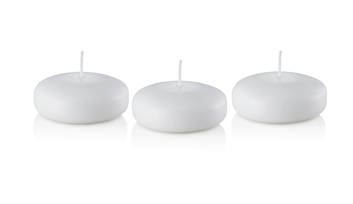 D'light Online Large White Floating Candles 3 Inch Wax Discs for Events, Weddings, Spa, Home Decor, Special Occasions, Cylinder Vases, Centerpieces, Pool and Holidays (Large - 3" (Set of 12), White)