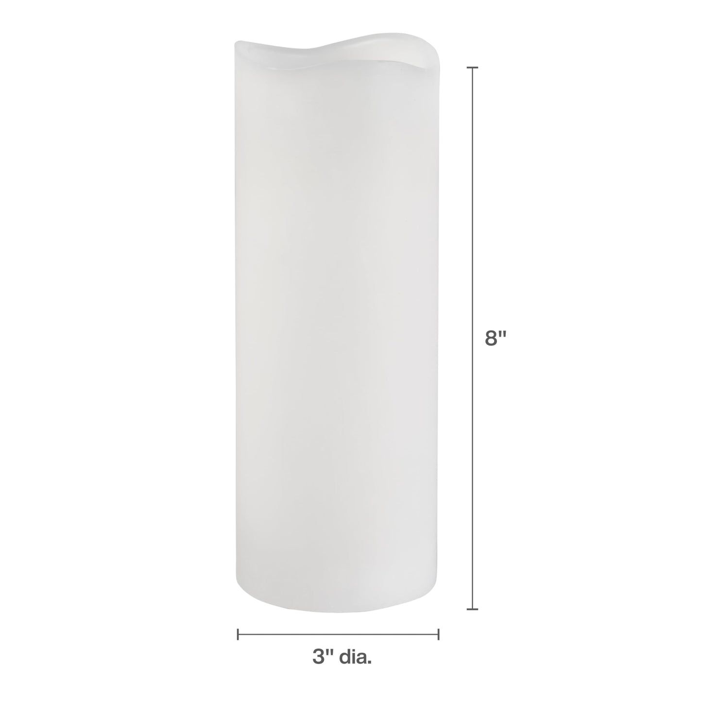 Mikasa 3x8 Inch White LED Wax Pillar Candle with Flickering Flame and Timer - Flameless Battery Operated Real Wax Candle for Home Decor, Weddings, Holidays, and Centerpiece Displays