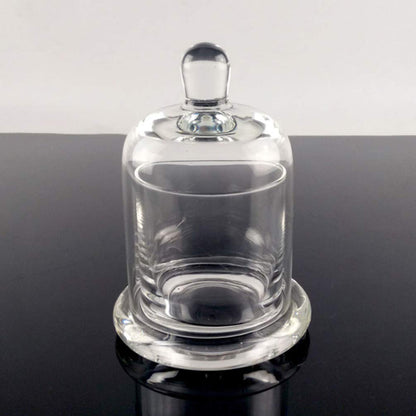 EXCEART Glass Cloche 2 Sets Clear Glass Dome Candle Glass Jar Cloche Dome Bell Jar Candle Cover Display Wedding Decoration Ornament Clear