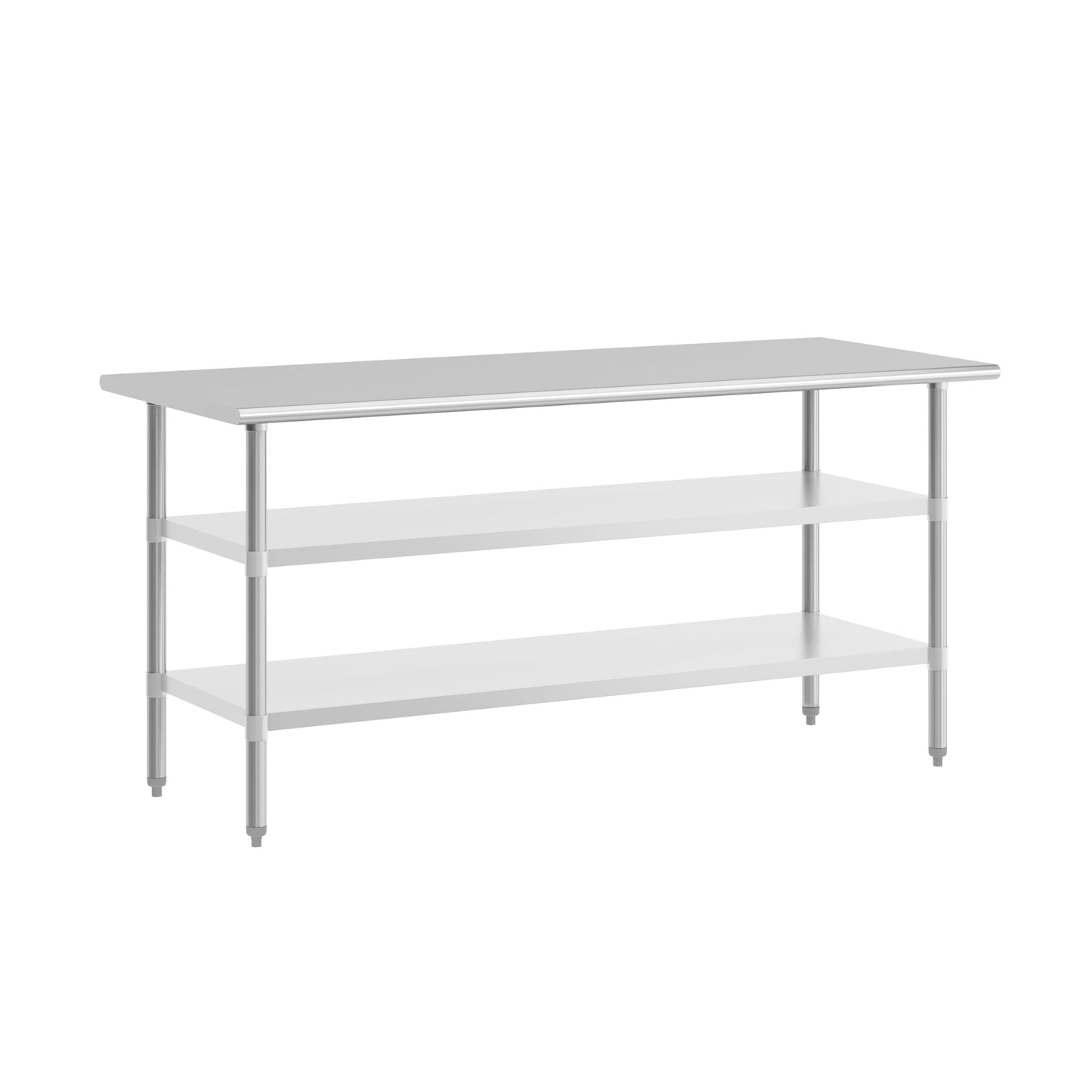 Flash Furniture Stainless Steel 18 Gauge Work Table with 2 Undershelves - 72" W x 30" D x 34.5" H, NSF
