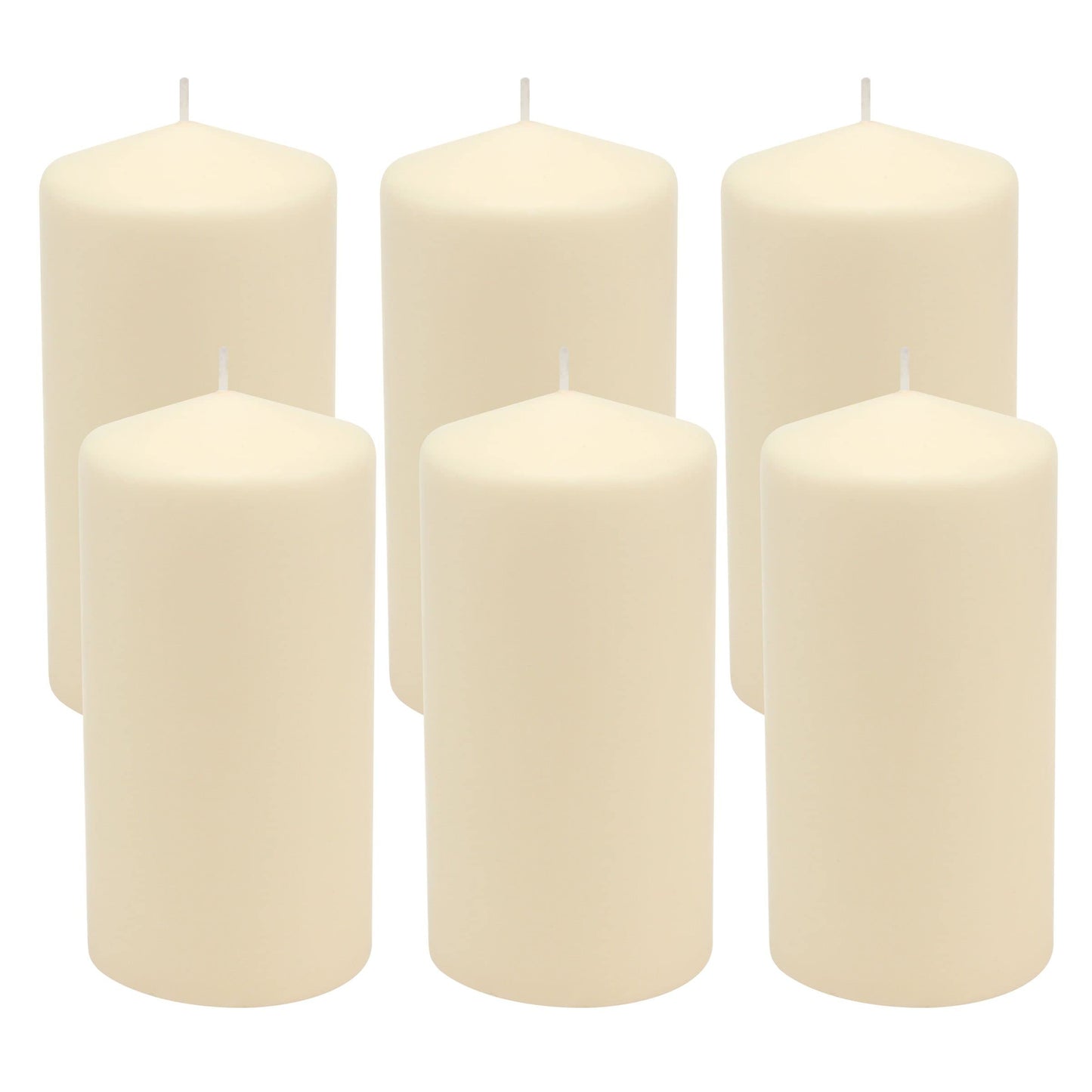 Stonebriar SB-SP-3548A Tall 3 x 6 Inch Unscented Ivory Pillar Candle Set, Set of 6, 3x6 and Stonebriar 50 Pack Unscented Tea Light Candles with 6-7 Hour Extended Burn Time