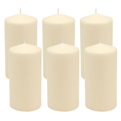 Stonebriar 100 Pack Unscented 8 Hour Extended Burn Time Tea Light Candles, White, 100 Count & SB-SP-3548A Tall 3 x 6 Inch Unscented Ivory Pillar Candle Set, Set of 6, 3x6