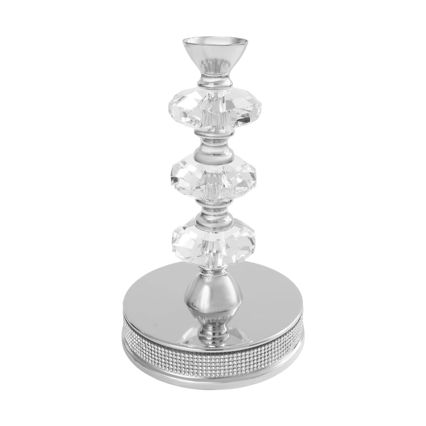 Candle Holder, Crystal Candlesticks Holder Set, Tabletop Pillar Candle Holders for Wedding, Parties, Events, Chirstmas, Home Decor, Table Centerpieces (Silver 03, L)