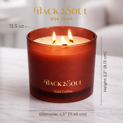 Scented Soy Candles 13.4 oz, Non Toxic Candle, Clean Burning Aromatherapy Candle for Relaxation, 50 Hours Burn Time, Mothers Day Gift for Mom, Bold Coffee